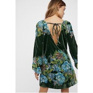 FREE PEOPLE FLORAL VELVET MINI DRESS